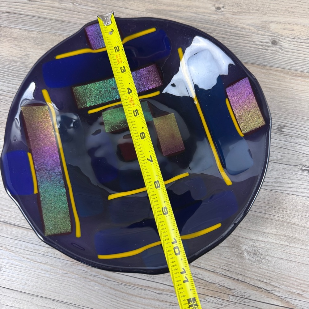 Abstract Fused Glass Art Bowl Accent bowl catch all bowl - Picture 9 of 9